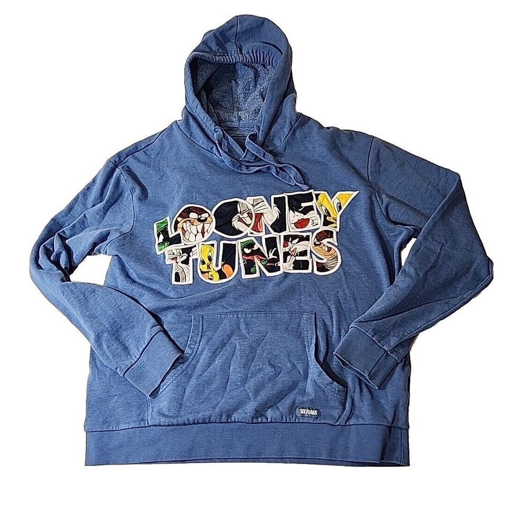 VINTAGE Looney Tunes Pullover Mens Extra Large Taz Tweetie Bugs Hoodie XL